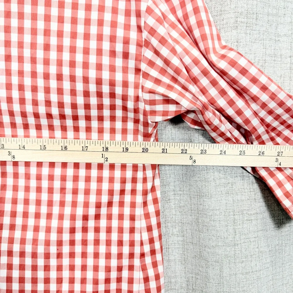 Lafayette 148 Red Gingham Button Down Shirt Sz M 4th of July Picnic BBQ Preppy - Picture 4 of 6